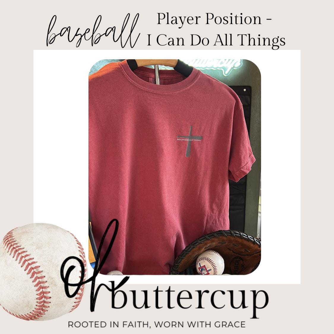 Christian Baseball Shirt - I Can Do All Things - Philippians 4:13 Faith-Based Sports Tee