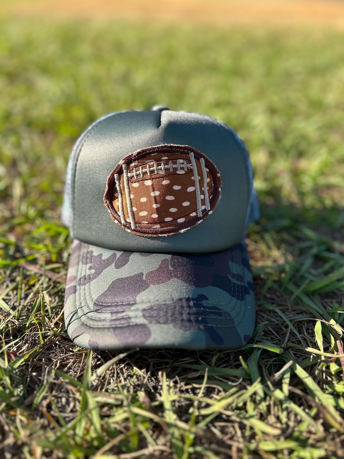 Polka Dot Football Patch Camo Hat