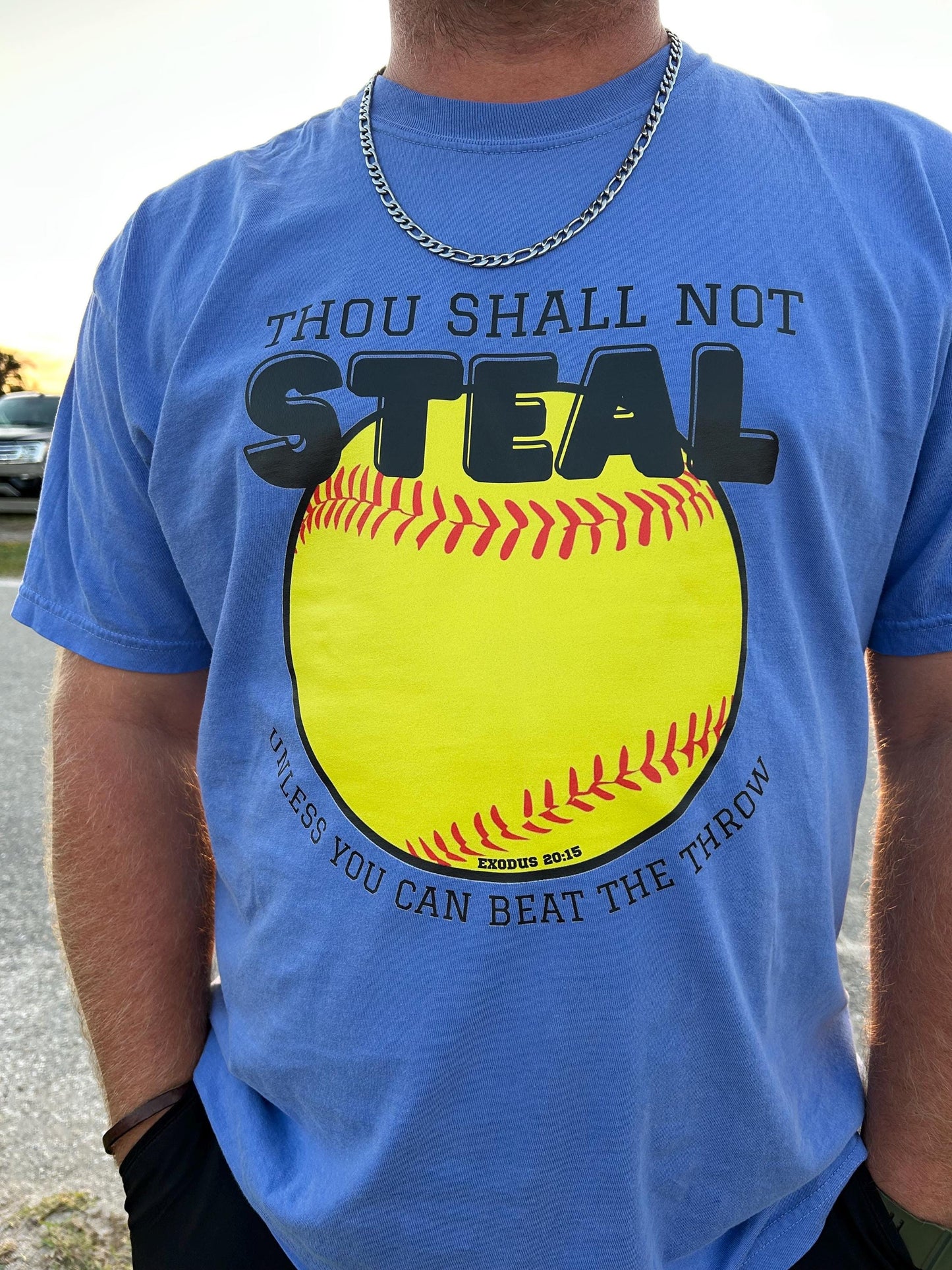 Softball : Thou Shall Not Steal Shirt -- Christian Softball, Faith Based Softball