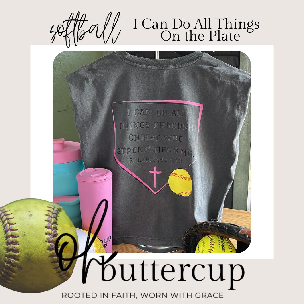 Christian Softball Shirt - I Can Do All Things on the Plate - Faith-Based Sports Tee