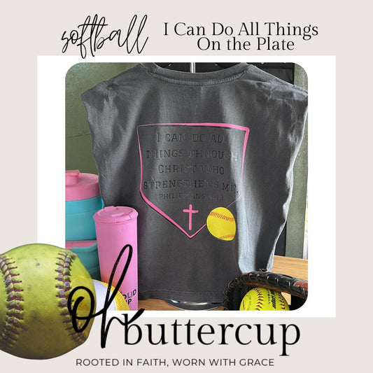 Christian Softball Shirt - I Can Do All Things on the Plate - Faith-Based Sports Tee