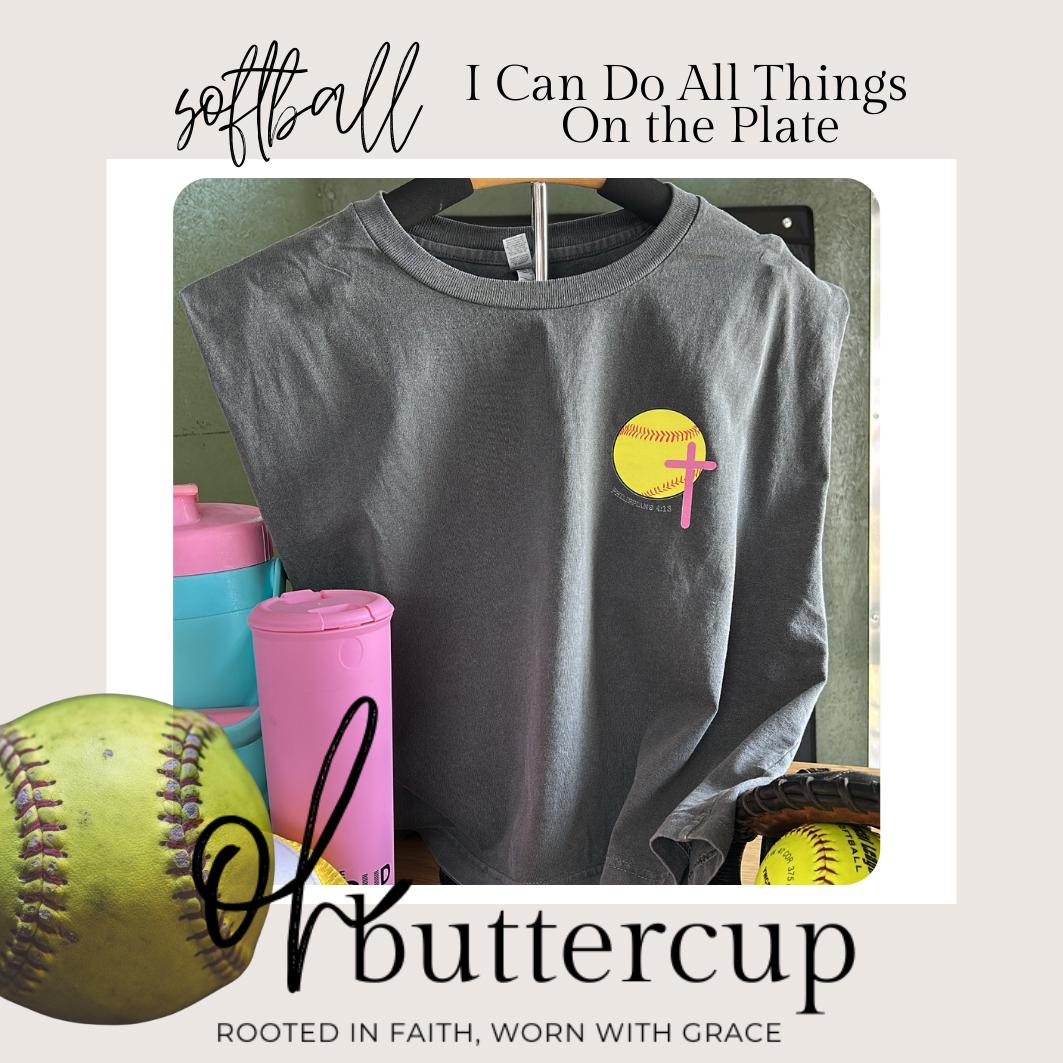 Christian Softball Shirt - I Can Do All Things on the Plate - Faith-Based Sports Tee